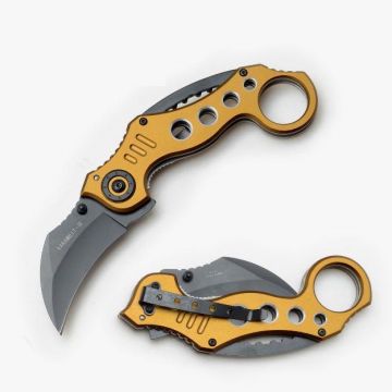 Karambit Tactical Action Assist.Black Blade/Green Hndle 5" Closed